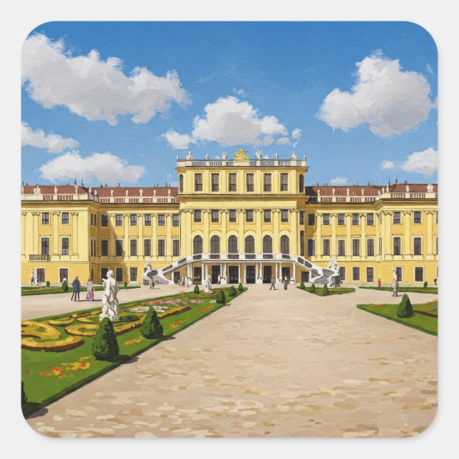 Schönbrunn Palace Wien Österreich Reisen Quadratischer Aufkleber (Vorderseite)