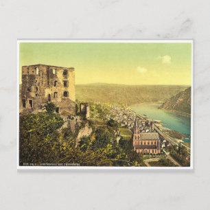 Schonburg und Oberwesel, Rhein, Deutschland, selte Postkarte