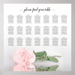 Schöne 21 Tabelle Rosa Hochzeitskarte Poster