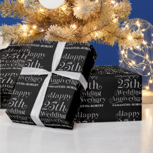 Schöne 25. Hochzeitstags-Typografie Geschenkpapier