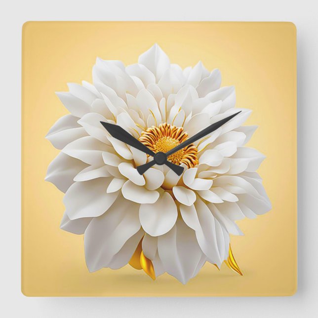 Schöne 3D-Blume Quadratische Wanduhr (Vorderseite)