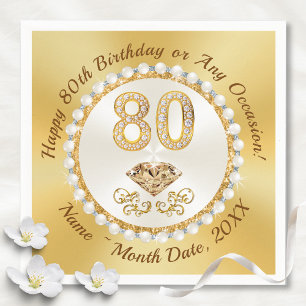Schöne, 80. Geburtstag Napkins, Personalisiert Serviette