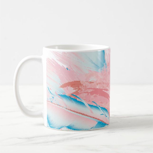 Schöne Abbildung mit gezeichnet rosa Flamingo an Kaffeetasse (Links)