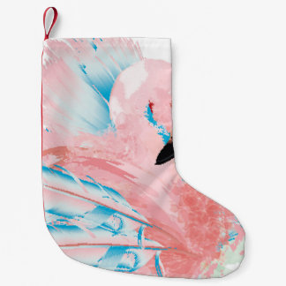 Schöne Abbildung mit gezeichnet rosa Flamingo an Kleiner Weihnachtsstrumpf