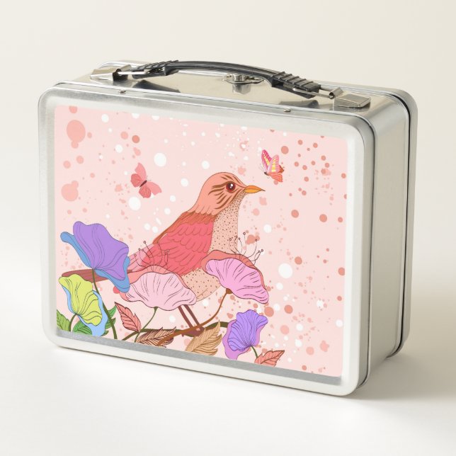 Schöne Abstrakte Birds Metal Lunch Box (Rückseite)
