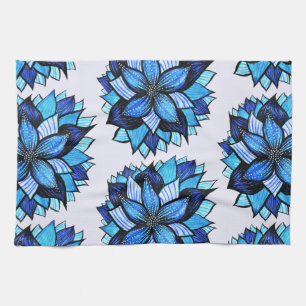 Schöne abstrakte blaue Blumen-Tinte, die Muster Handtuch