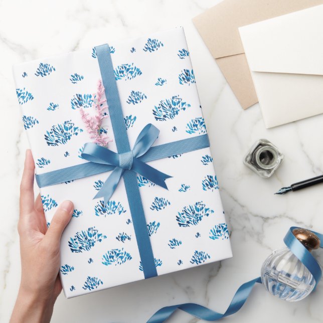Schöne abstrakte blaue Wasserfarben Geschenkpapier (Schenken)