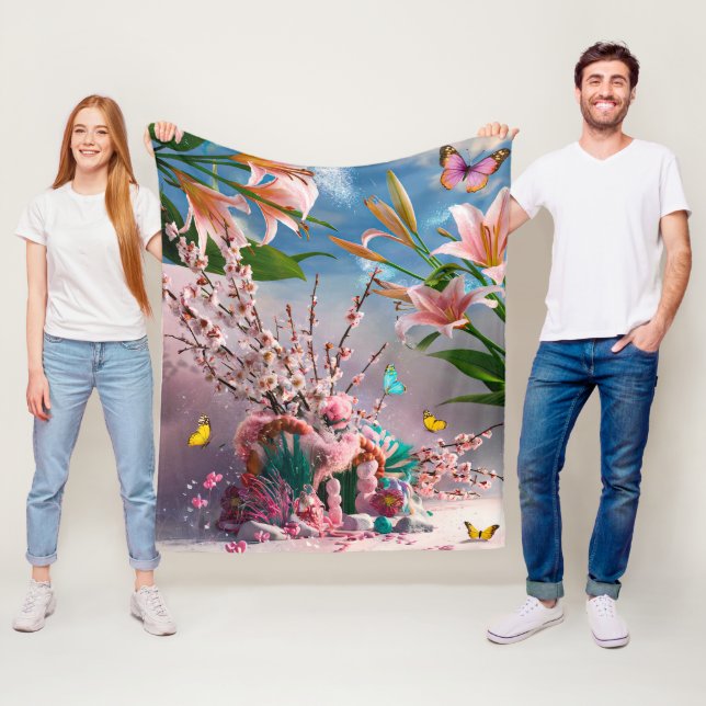 Schöne Abstrakte Blume mit Flora #3 Fleecedecke (Beispiel)