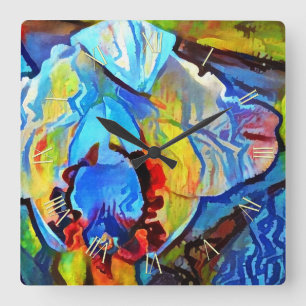 Schöne abstrakte Blume Quadratische Wanduhr