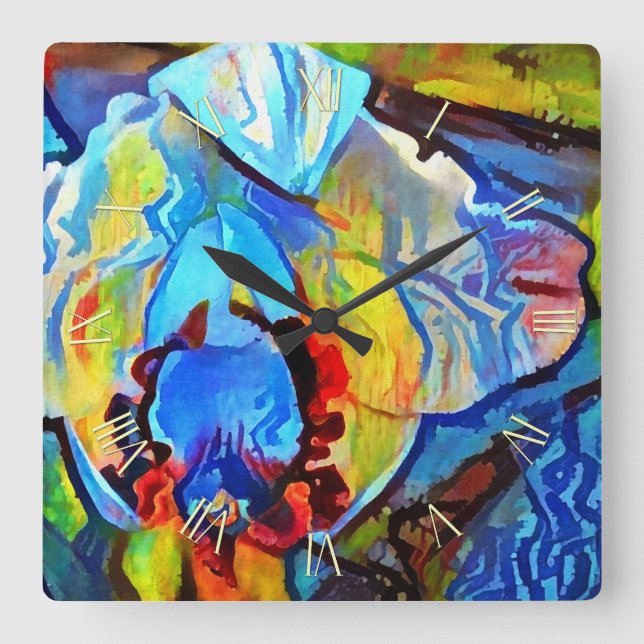 Schöne abstrakte Blume Quadratische Wanduhr (Vorderseite)