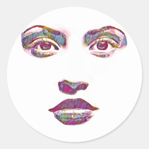 schöne abstrakte Frauen sehen sich Make-up Beauty Runder Aufkleber