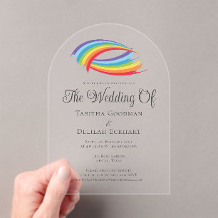 Schöne Abstrakte Hochzeit mit Rainbow Acryleinladungen