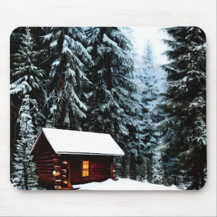 Schöne Abstrakte kleine Winterhütte Mousepad