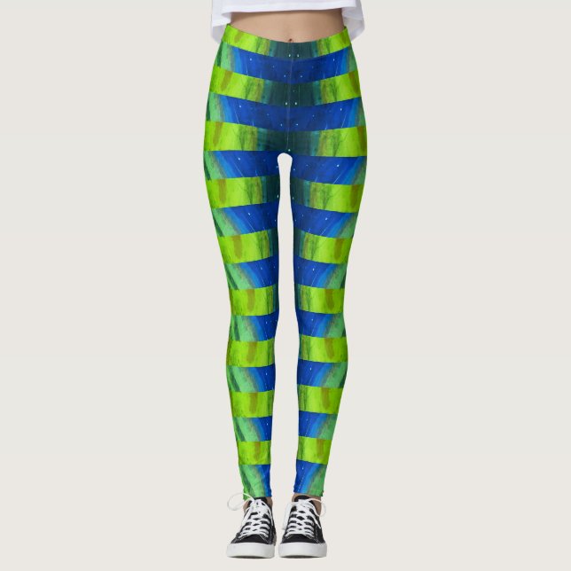 Schöne Abstrakte Peacock Alien Leggings (Vorderseite)