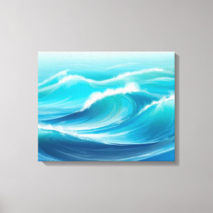 Schöne Abstrakte Soft Blue Ocean Splash Waves Leinwanddruck