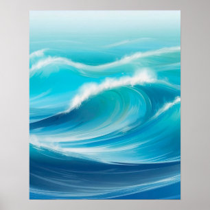 Schöne abstrakte Soft Blue Ocean Waves Splash Poster
