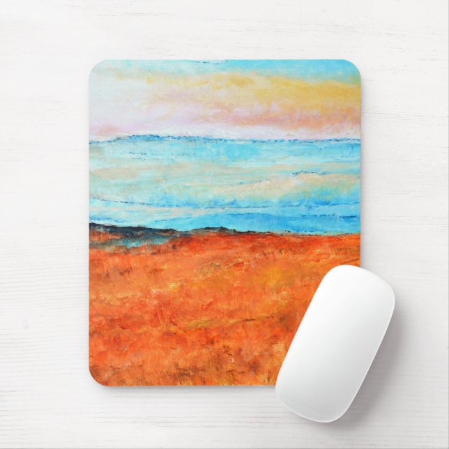 Schöne Abstrakte Strandmalerei Orange Mousepad (Mit Mouse)