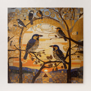 Schöne Abstrakte Vögel bei Sonnenaufgang dekorativ Puzzle