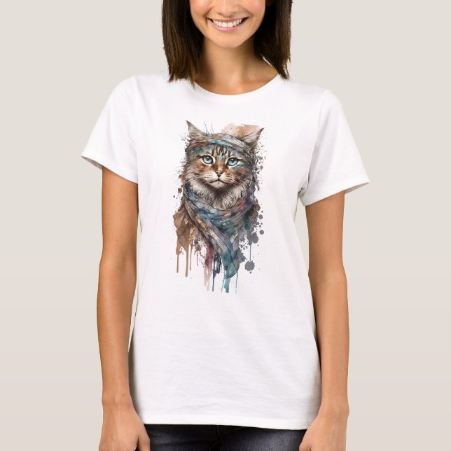 SCHÖNE ABSTRAKTE WASSERFARBE CAT T-Shirt (Vorderseite)
