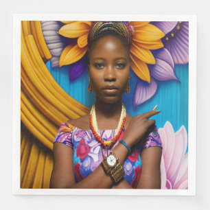 Schöne Afrikanerin mit Armbanduhr Serviette