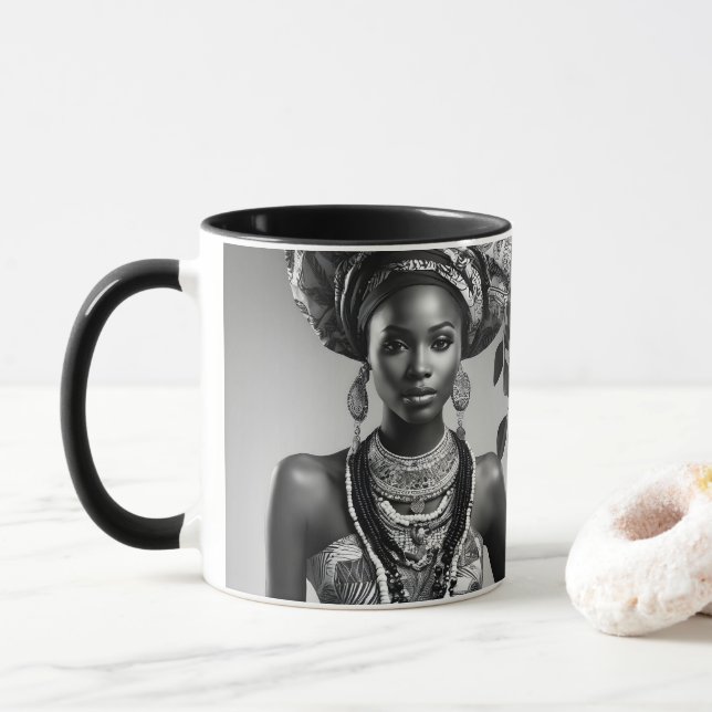 Schöne Afrikanerin Tasse (Mit Donut)