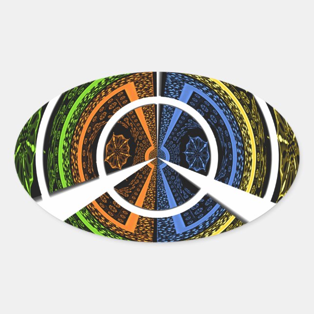 Schöne afrikanische farbenfrohe Circular Illustrat Ovaler Aufkleber (Vorderseite)