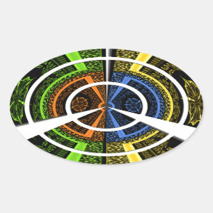 Schöne afrikanische farbenfrohe Circular Illustrat Ovaler Aufkleber