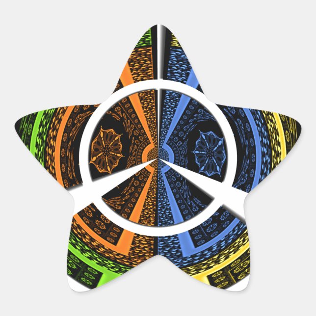 Schöne afrikanische farbenfrohe Circular Illustrat Stern-Aufkleber (Vorderseite)