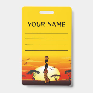 Schöne afrikanische Frau Silhouette auf afrikanisc Ausweis
