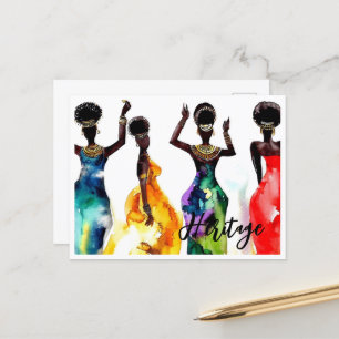 Schöne afrikanische Frauen in farbenfrohen Gärten Postkarte