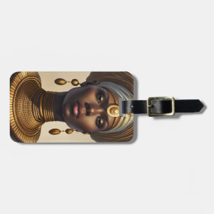 Schöne afrikanische Göttin mit gekochtem Stoffhahn Gepäckanhänger