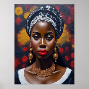 Schöne afrikanische schwarze Frauenmalerei Poster