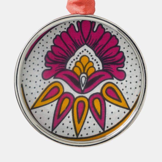 Schöne afrikanische Stoffe Motif Kunst, Dichtung u Silbernes Ornament (Vorne)