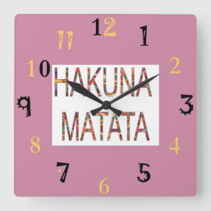 Schöne afrikanische Vintage-Farben Hakuna Matata-G Quadratische Wanduhr