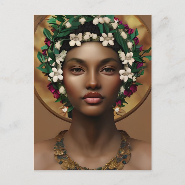 Schöne afroamerikanische Königin Postkarte (Vorderseite)