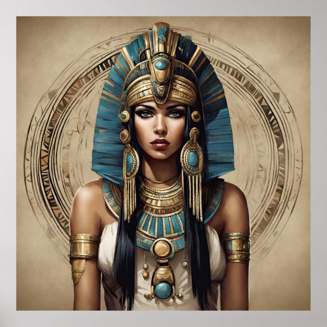 Schöne ägyptische Frau mit Hübschem Schmuck Poster (Vorne)