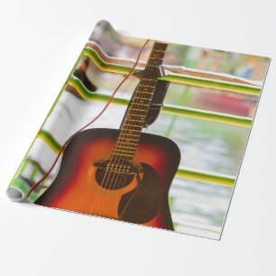 Schöne akustische Gitarre Geschenkpapier