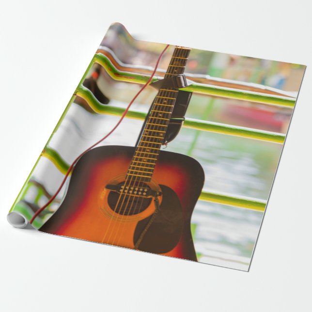 Schöne akustische Gitarre Geschenkpapier (Ungerollt)