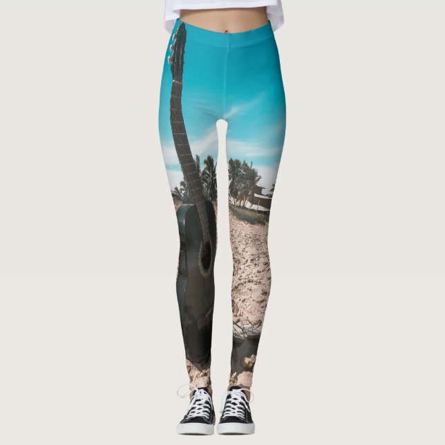 Schöne akustische Gitarre Leggings (Vorderseite)