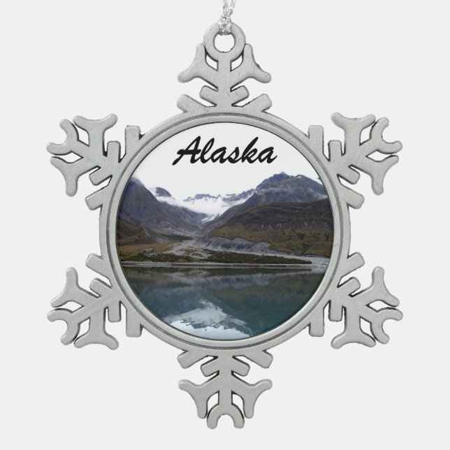 Schöne Alaska! Schneeflocken Zinn-Ornament (Vorderseite)