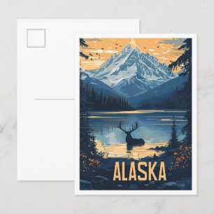Schöne Alaska USA Vintag Illustration Travel Postkarte