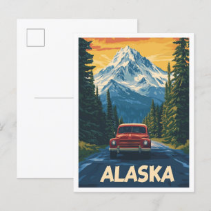 Schöne Alaska USA Vintage-Illustration Reise Postkarte