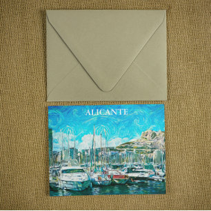 Schöne Alicante Ölfarbe Illustration Postkarte