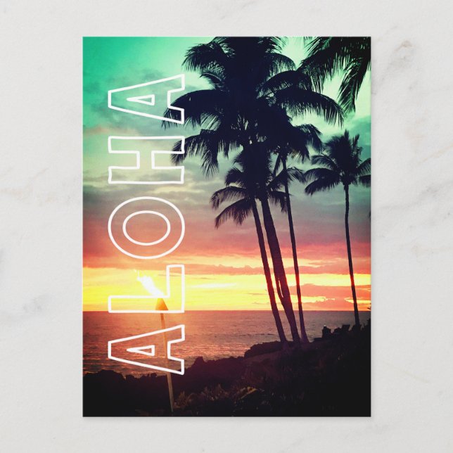 Schöne Aloha Hawaiian Sunset Postcard Postkarte (Vorderseite)