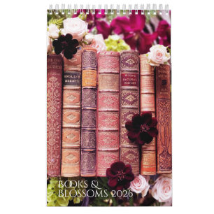 Schöne Alte Bücher & Blüten - Buchliebhaber 2026 Kalender