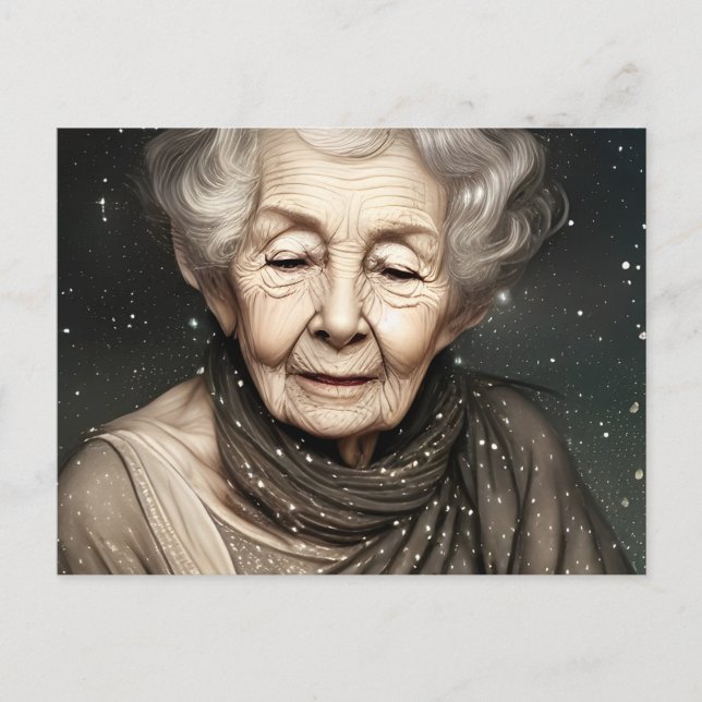 Schöne alte Frau von Stardust Digitale Kunst Postkarte (Vorderseite)