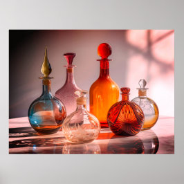 Schöne alte Glasflaschen schwarzer Hintergrund Wan Poster