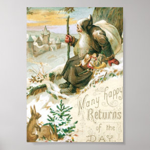 Schöne alte Malerei von Santa Claus Poster