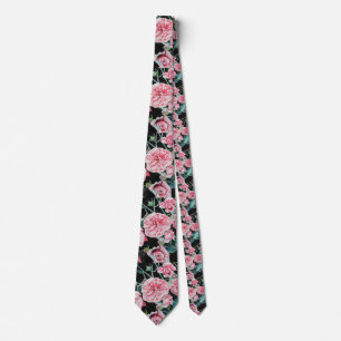 Schöne alte rosa und schwarze Rosen Herren Krawatt Krawatte