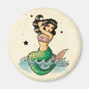 Schöne Alte Schule Meerjungfrau Magnet